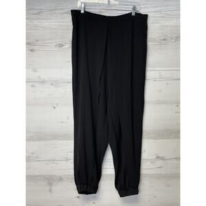 City Chic Pant Sateen Jogger Womens Small Black Elastic Waist Tapered Pants NWT